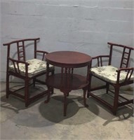 Asian Style Parlor/Patio Table & 2 Chairs. Z 11B