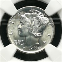 1940 S MERCURY DIME 5C MS66 NGC