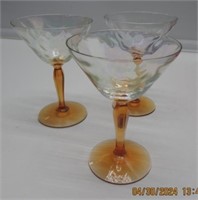 13 SOAP BUBBLE GLASSES W/AMBER STEMS VERY NICE.