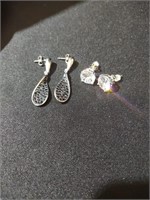 Sterling silver earrings, 2 pair