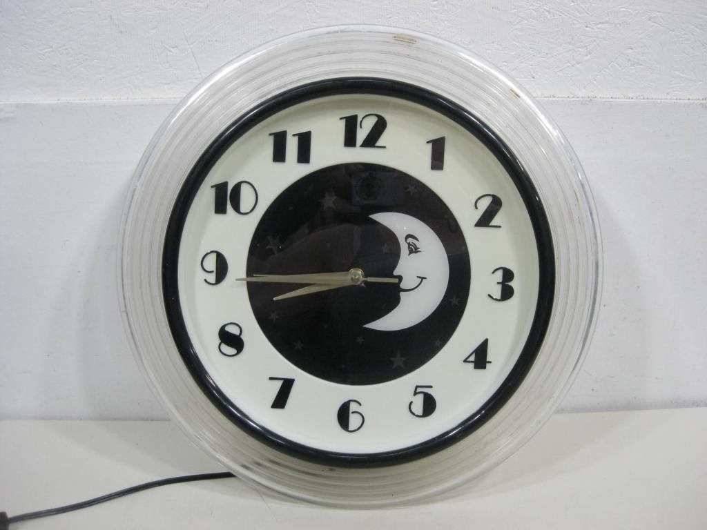 17" Vtg Hyman Art Deco Moon Wall Clock See Info