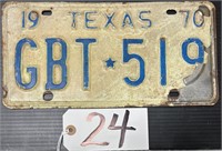 1970 Texas License Plate