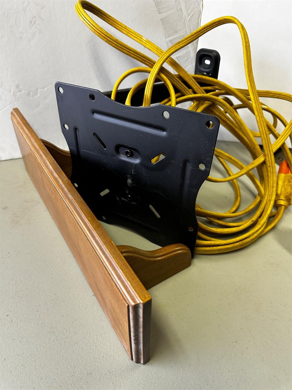 Extension cord, shelf, tv wall mount
