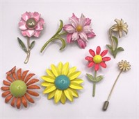 Vtg. Flower Brooches