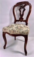 Victorian side chair, carved back and legs,