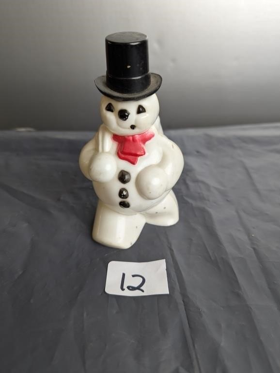 Vintage Rosbro Plastic Snowman Container-1950's