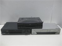 Two VCRs & One VCR/DVD Combo All Powers ON