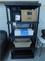 2 Plastic Storage Racks, Petnet Dog Feeder, Etc.