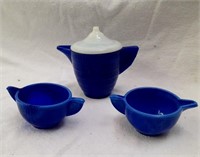 Akro Agate Child'sTeapot Sugar and Creamer