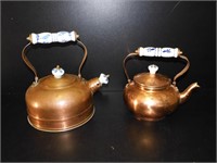 2 Antique Copper Tea Pots