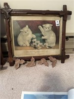 Currier & Ives picture in cross frame