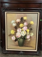 LARGE FLORAL OIL ON CANVAS