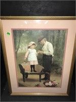 OLD MAN AND GIRL DOUBLE MATTED PRINT