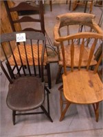 Early Painted Windsor Chair & (3) Assorted Chairs