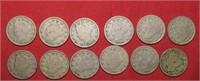 (12) Liberty V Nickels  1901 to 1912 Mix