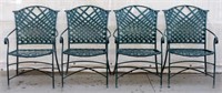 4pc Green Metal Patio Chairs