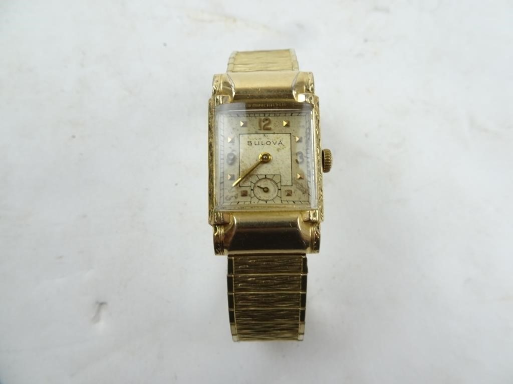 Vintage 1950s Bulova Mens Wristwatch 10k RGP with
