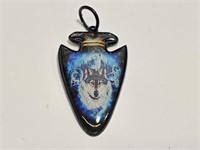 Arrowhead Pendant with Wolf