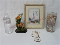 Sea Turtle Figurine Beach Print Sea Shells & More!