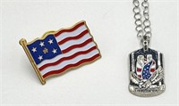 Patriotic Necklace & Light up Pin