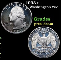 Proof 1993-s Washington Quarter 25c Grades GEM++ P