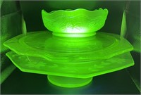 Uranium Glass 4 Piece Lot