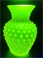5.5" Fenton Uranium Hobnail Glass Vase