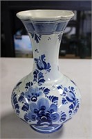 Handpainted Delft Vase 11.5H