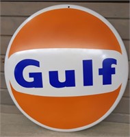 Gulf Oil Modern 17in Sign / Button Metal