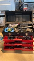 3 Drawer Tool Box Full of Tools 21in W x 9in D x