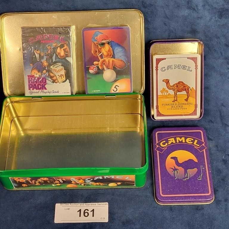 3 pks Camel playing cards sealed w tin