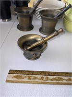 vintage brass lion mortar with pestle