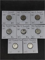 Lot of 8 Silver Roosevelt Dimes