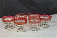 6 parfait or dessert cups clear and red