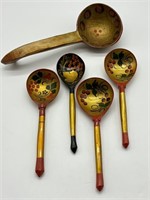 5pc Khokhloma Russian Lacquered Spoon Set