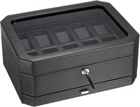 WOLD WINDSOR 10 PIECE WATCH BOX WITH DRAWER