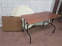 2 Folding tables and 1 padio table with legs