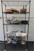 Assorted Baskets and Kitchen ware rack lot