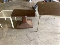 Card table, rolling TV stand, & glass top patio