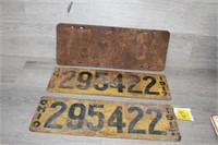 Pair of 1917 Ohio License Metal Tags 5.5" x 16"
