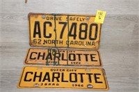 Group of 3 North Carolina License Metal Tags