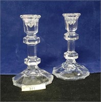 Pair Crystal Candle Sticks 6"