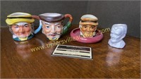 Small Toby mugs and ashtray