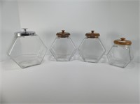 4 PCS. GLASS CANNISTERS