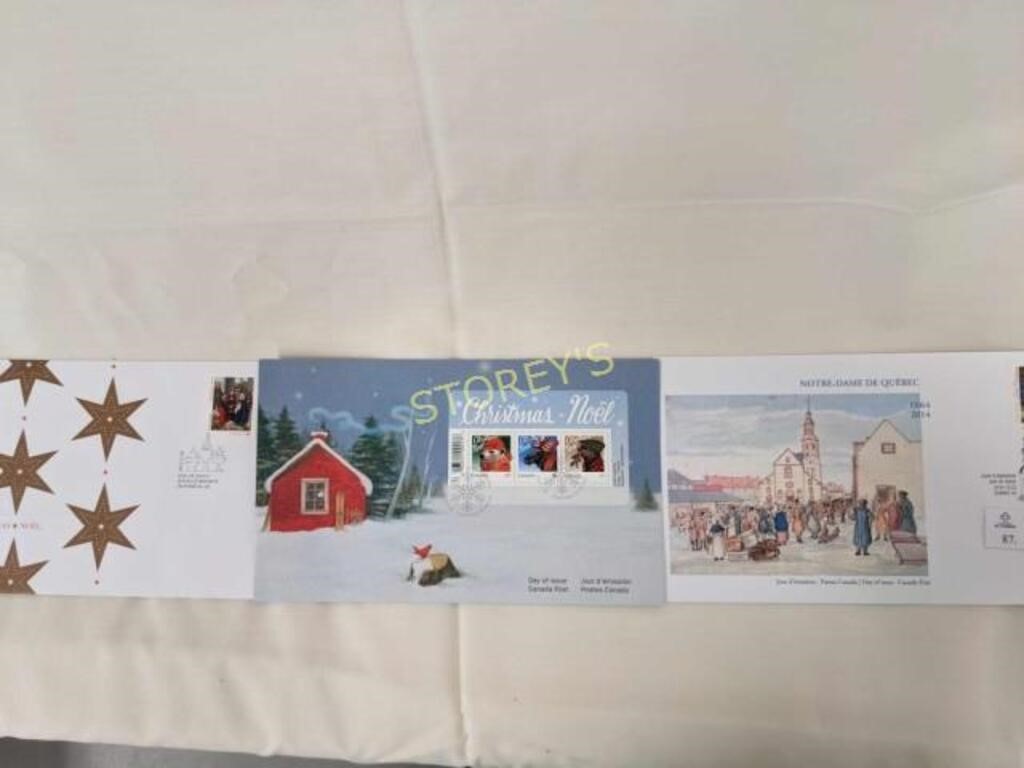 3 Xmas Unopened Day of Issue Stamps