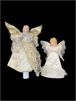 2 Vintage Porcelain Angel Tree Toppers