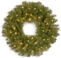 Pre-Lit Artificial Christmas Wreath, Green,