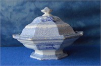 Antique Blue and White Footed Bowl