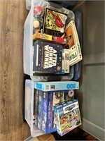 Two Totes of puzzles & games