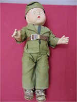 Old Army Doll, Age Related Damage, See Photos